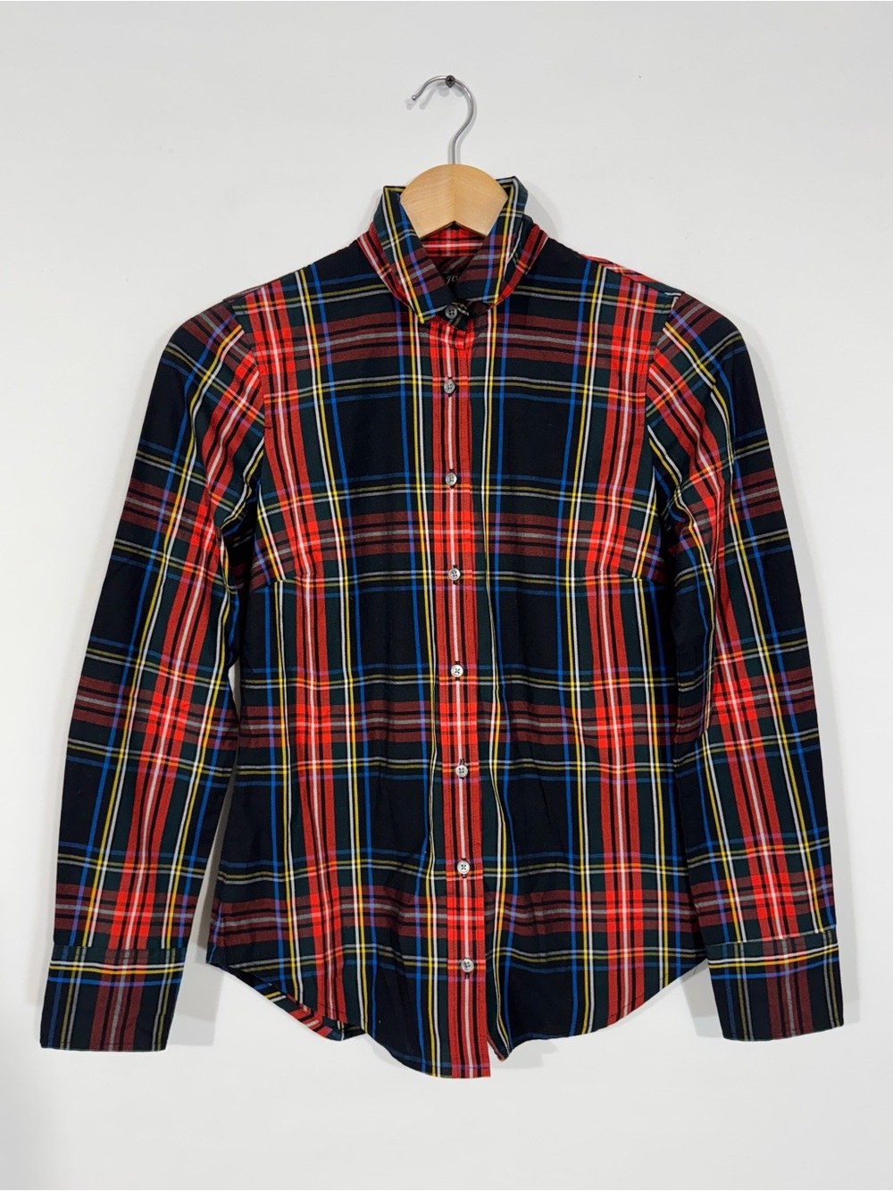 WSH44 {J. Crew} "Slim" Holiday Tartan Plaid Full Button Down Oxford Poplin Shirt